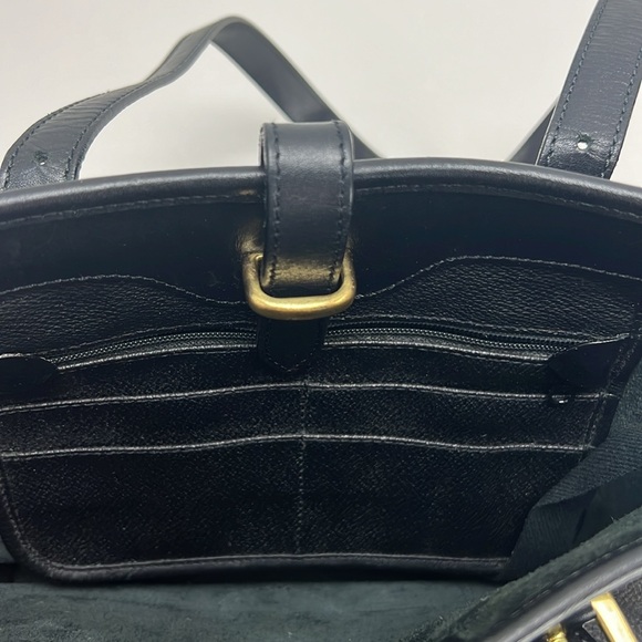 Vintage Dooney & Bourke Black All Weather Leather Pebbled Tote Gold Hardware - Picture 14 of 15